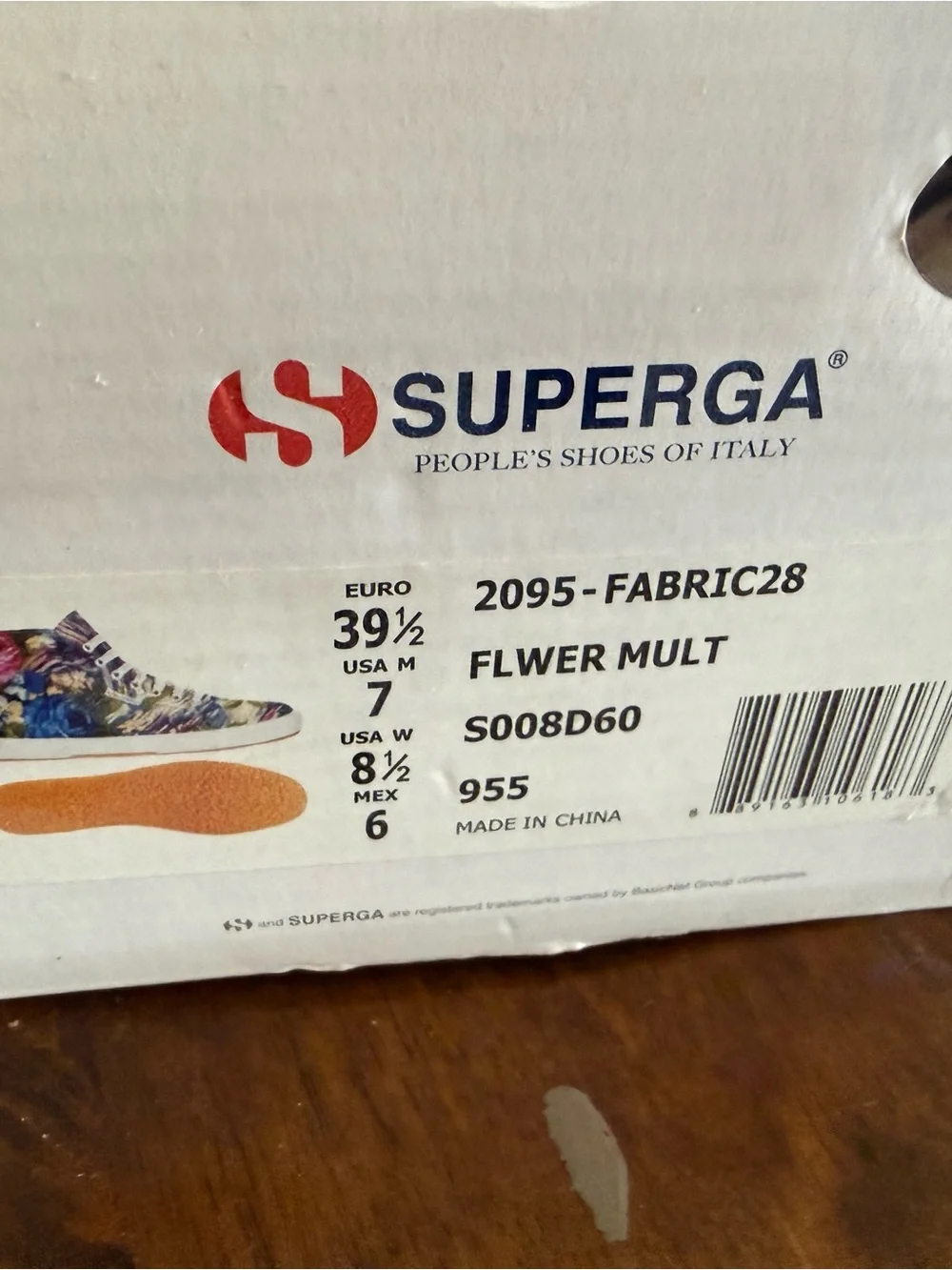 Superga Italy flower US Sz 7(M) sneakers NEW
